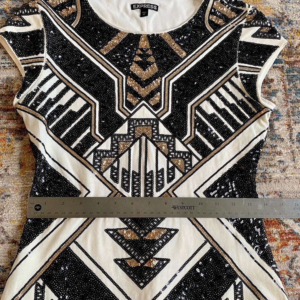 Express Geometric Sequined Bodycon Mini Dress - image 7